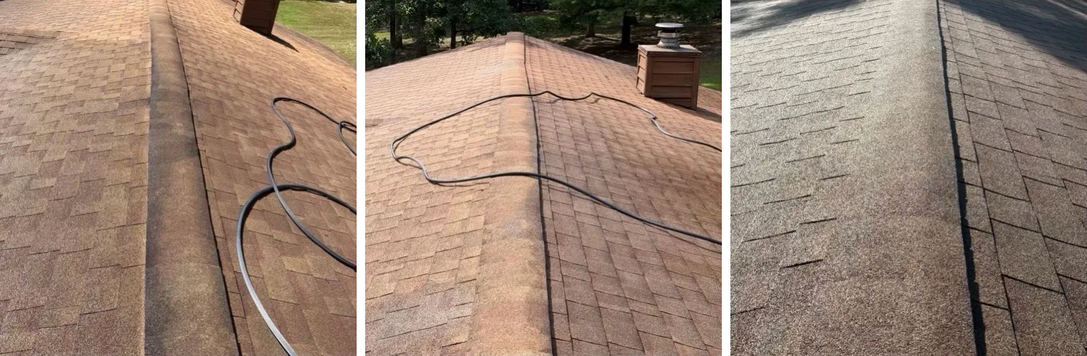 Before and after roof rejuvenation treatment on local jobs in Portsmouth and Lucasville, Ohio
